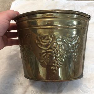 Vintage brass grape design planter pot